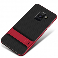 Elegance plastový kryt so stojančekom pre Samsung Galaxy A6 Plus (2018) - červený