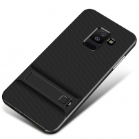 Elegance plastový kryt so stojančekom pre Samsung Galaxy A6 Plus (2018) - čierny