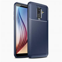 Ipaky plastový kryt s textúrou karbónu pre Samsung Galaxy A6 Plus (2018) - tmavomodrý