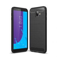 Plastový kryt s brúsenou textúrou pre Samsung Galaxy J6 Plus - čierny