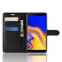Litchi flipové puzdro pre Samsung Galaxy J4 Plus - čierne