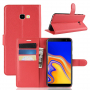 Litchi flipové puzdro pre Samsung Galaxy J4 Plus - červené