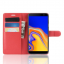Litchi flipové puzdro pre Samsung Galaxy J4 Plus - červené