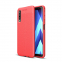 Litchi kožený kryt pre Samsung Galaxy A7 (2018) - červený