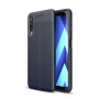 Litchi kožený kryt pre Samsung Galaxy A7 (2018) - tmavomodrý