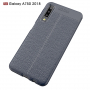 Litchi kožený kryt pre Samsung Galaxy A7 (2018) - tmavomodrý