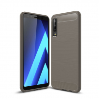 Plastový kryt s brúsenou textúrou pre Samsung Galaxy A7 (2018) - sivý
