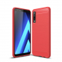 Plastový kryt s brúsenou textúrou pre Samsung Galaxy A7 (2018) - červený
