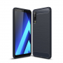 Plastový kryt s brúsenou textúrou pre Samsung Galaxy A7 (2018) - tmavomodrý