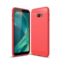 Plastový kryt s brúsenou textúrou pre Samsung Galaxy J4 Plus - červený