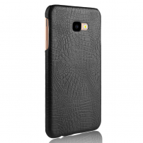 Kožený kryt s krokodíľou textúrou pre Samsung Galaxy J4 Plus - čierny