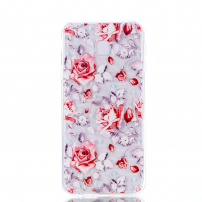 Plastový embosovaný kryt kvetiny pre Samsung Galaxy J4 Plus - transparentný