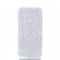Plastový embosovaný kryt mandala pre Samsung Galaxy A7 (2018) - transparentný