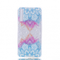 Plastový embosovaný kryt lotus pre Samsung Galaxy A7 (2018) - transparentný