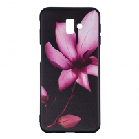 Plastový kryt kvetina pre Samsung Galaxy J6 Plus - čierny