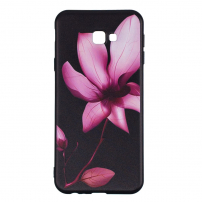 Plastový kryt kvetina pre Samsung Galaxy J4 Plus - čierny