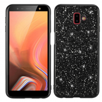 Plastový kryt s trblietkami pre Samsung Galaxy J6 Plus - čierny