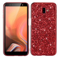 Plastový kryt s trblietkami pre Samsung Galaxy J6 Plus - červený