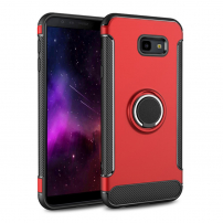 Kryt s brúsenou textúrou a držiakom pre Samsung Galaxy J4 Plus - červený