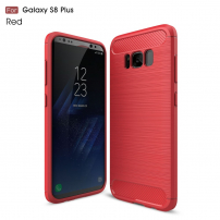 Plastový kryt s brúsenou textúrou pre Samsung Galaxy S8 Plus - červený
