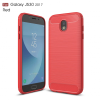 Plastový kryt s brúsenou textúrou pre Samsung Galaxy J5 (2017) - červený