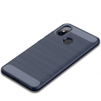 Ipaky plastový kryt s brúsenou textúrou pre Xiaomi Mi 8 - tmavomodrý