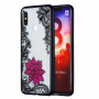 Plastový kryt malá kvetina s čipkou pre Xiaomi Mi 8 - čierny