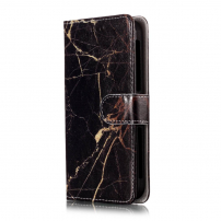Kožené flipové puzdro mramor pre Samsung Galaxy J3 (2018) - hnedé