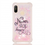 Ochranný kryt Never stop dreaming s plávajúcimi flitrami pre Xiaomi Mi A2 Lite - transparentný