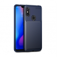 Ipaky mäkký ochranný kryt s textúrou karbónových vlákien pre Xiaomi Redmi Note 6 Pro - modrý