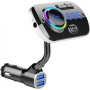 Bluetooth FM transmitter do auta s dvoma USB nabíjacími portami a farebným podsvietením - čierny