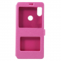 Flipové puzdro s dvoma priehľadmi pre Xiaomi Redmi Note 6 Pro - fuksiové