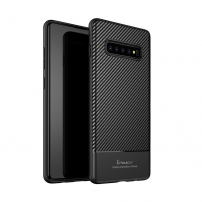 Ipaky kryt s textúrou karbónových vlákien pre Samsung Galaxy S10 Plus - čierny