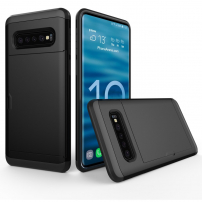 Plastový kryt s priehradkou na kartu pre Samsung Galaxy S10 Plus - čierny