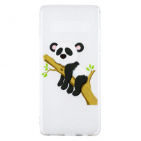 Plastový kryt panda a bambus pre Samsung Galaxy S10 Plus - transparentný