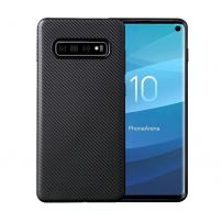 Plastový kryt s textúrou karbónových vlákien pre Samsung Galaxy S10 Plus - čierny