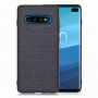 Ochranný koženkový kryt s textúrou džínsoviny pre Samsung Galaxy S10 Plus - tmavomodrý