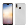 Plastový kryt s textúrou karbónu pre Huawei P20 Lite - strieborný