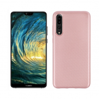 Plastový kryt s textúrou karbónu pre Huawei P20 Pro - zlatoružový