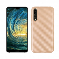 Plastový kryt s textúrou karbónu pre Huawei P20 Pro - zlatý