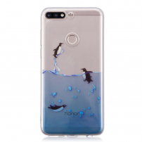 Plastový kryt tučniaky pre Huawei Y7 Prime (2018) - transparentný