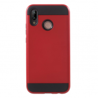 Plastový kryt s brúsenou textúrou pre Huawei P20 Lite - červený