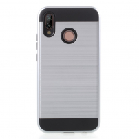 Plastový kryt s brúsenou textúrou pre Huawei P20 Lite - strieborný