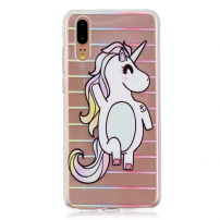 Ochranný mäkký kryt jednorožec a pruhy pre Huawei P20 - transparentný
