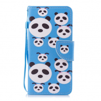 Peňaženkové puzdro pandie hlavy pre Huawei Y7 Prime (2018) - modré