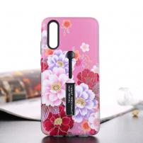 Plastový kryt s pútkom kvetiny pre Huawei P20 Pro - ružový