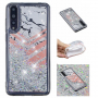 Plastový kryt s plávajúcimi flitrami mramor pre Huawei P20 Pro - strieborný