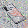 Plastový kryt s plávajúcimi flitrami mramor pre Huawei P20 Pro - strieborný