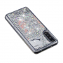 Plastový kryt s plávajúcimi flitrami mramor pre Huawei P20 Pro - strieborný