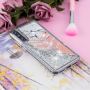 Plastový kryt s plávajúcimi flitrami mramor pre Huawei P20 Pro - strieborný